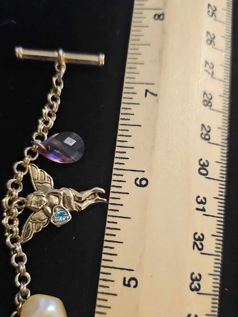 Unbranded Initial Angel Charm Bracelet Womens Sz 8 Gold Cherub Y2K Vintage Style